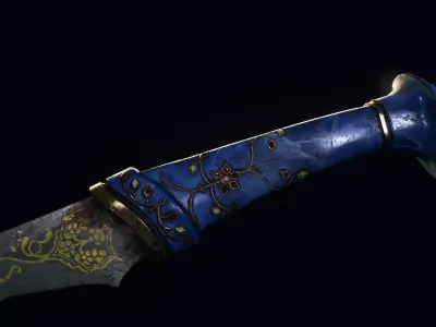 Scimitar with Celestite Gem Hilt Low-poly 3D model