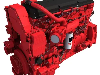 Red Truck Engine 3D Model 3D model