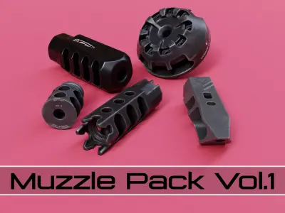 Muzzle Brake Pack Vol 1 Low-poly 3D model