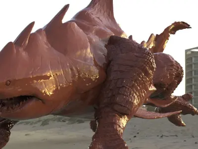 Megalodon Dragon spiked Hybrid with UVs 3D 3D model