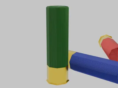 low-poly 12 gauge shotgun shells Low-poly 3D model