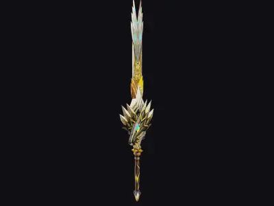 Sword Magical Cutting Fantasy Melee Dagger Iron Blade Saber Low-poly 3D model