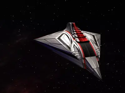 Spaceship starship in space 3D model