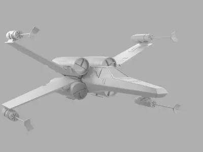 low poly X wing Low-poly 3D model