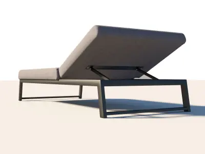 Outdoor Metal and Fabric Sunlounger Sunbed 3D model