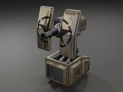 Foldable turret Low-poly 3D model