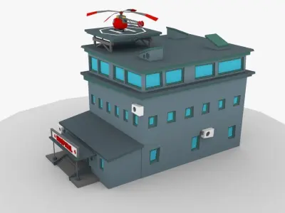 LowPoly Cartoon Hospital Low-poly 3D model