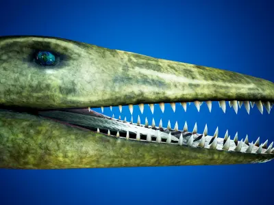 Realistic Pliosaur Mosasaurus with UE4 Support Low-poly 3D model