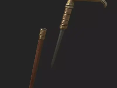 Crutch Secret Free low-poly 3D model