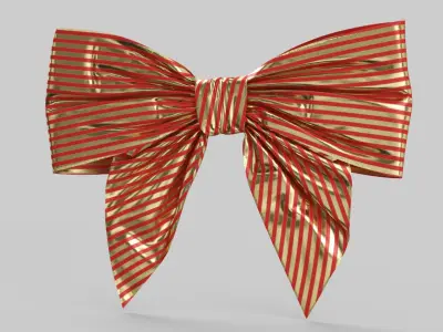 Low Poly Red Gold Bow 06 3D model