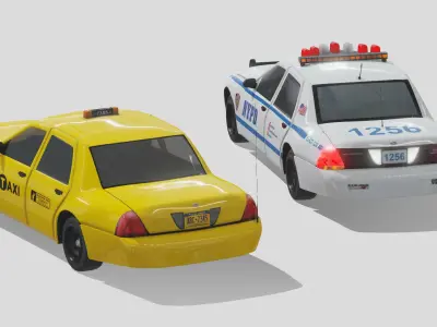 New York Police and Taxi cars Free 3D model