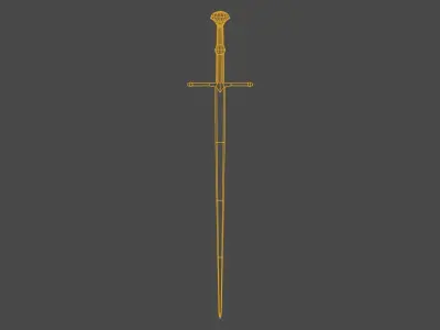 Lowpoly medieval rusted longsword - PBR Low-poly 3D model