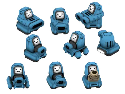 shootbot 1 0 different robots Free low-poly 3D model