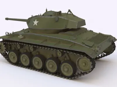 M24 Chaffee tank  Low-poly 3D model
