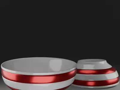 Ceramic Plates Set  High Poly 3D Model 3D model