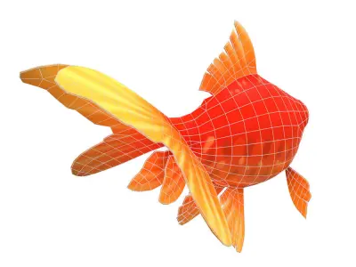 Common Gold Fish Cartoon Animated Low-poly 3D model