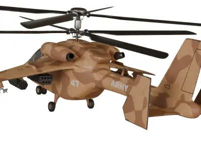 Attack helicopter desert camo dual rotor 3D model