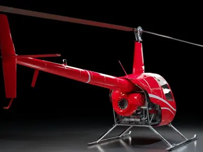 Helicopter Robinson-R22-1979 Low-poly 3D model