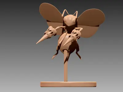 Beedrill flying Pokemon OBJ STL 3D print model