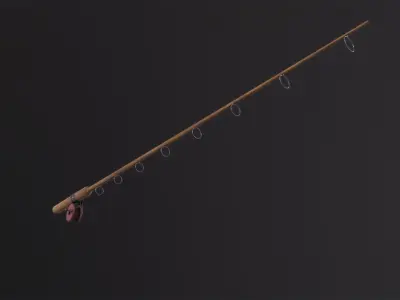 Old-fashioned fishing rod 3D Model Low-poly 3D model