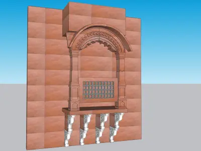 indian jodhpuri stone jharokha window 3D model