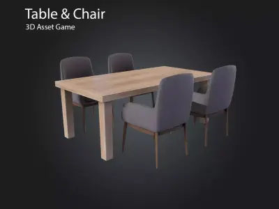 Table chair Free low-poly 3D model buy