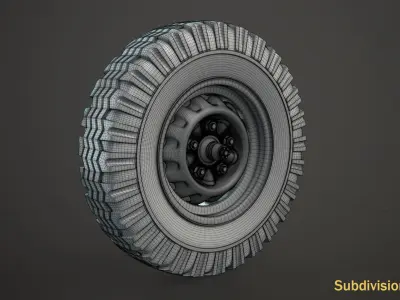 GAZ-67 and BA-64 Wheel High-Poly 3D model