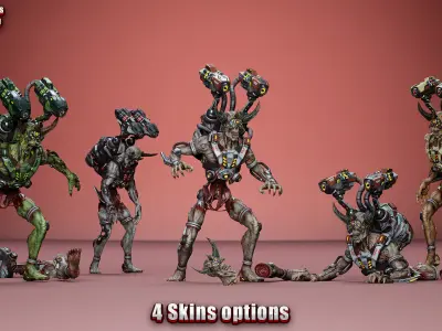 Cyborg Jetpackman Low-poly 3D model