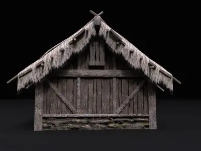 Realistic Medieval House Low-poly 3D model