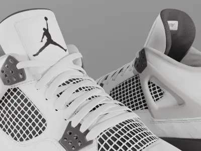 Jordan 4 Military Black Low-poly 3D model