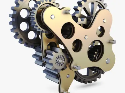 Gear Mechanism Low Poly v 7 Low-poly 3D model