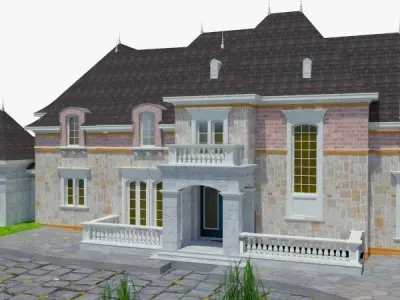 Victorian Mansion LXI Low-poly 3D model