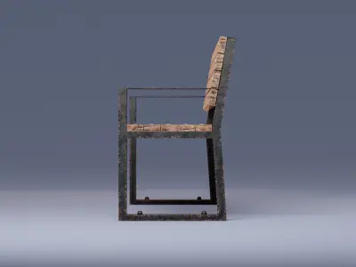 Park bench Free low-poly 3D model 2