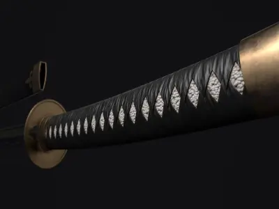 Katana samurai sword 3d Models and Textures Low-poly 3D model