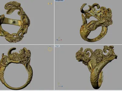 Fashion Women Mermaid Ring Free 3D print model