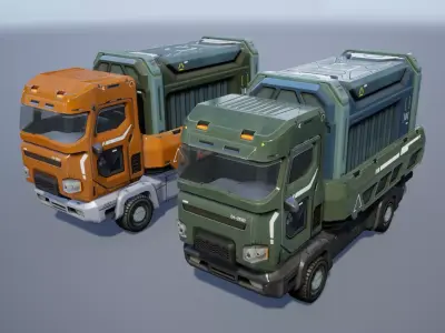 Sci-Fi Truck - game model Low-poly 3D model