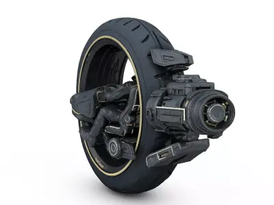 Futuristic Revolver Combat Monocycle High Poly Resolution 3D model
