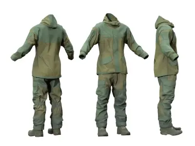 Male Hunting Outfit Low-poly 3D model