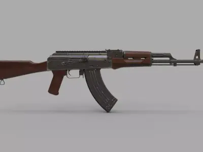 AKM machine gun  Low-poly 3D model