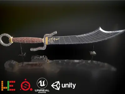 HIE Game Ready Broad sword N1 Low-poly 3D model