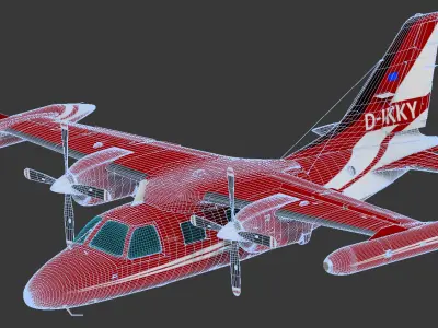 Mu-2 twin turboprop executive aircraft 3D model
