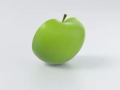 Cartoon Green Apple Half 3D model