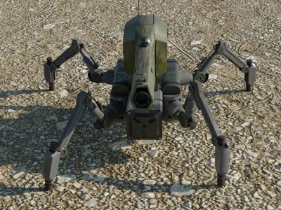 Spider Battle Robot Low-poly 3D model