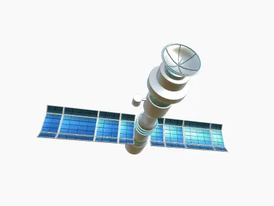 Satellite C03 White Blue - SciFi Space Design Low-poly 3D model