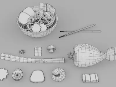 Asian Ramen Food Pack Low-poly 3D model