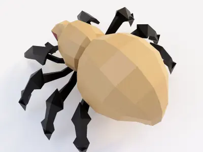 Spider 3d model polygonal with eyes Low-poly 3D model