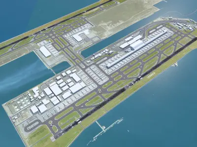 Kansai International Airport 10km Low-poly 3D model