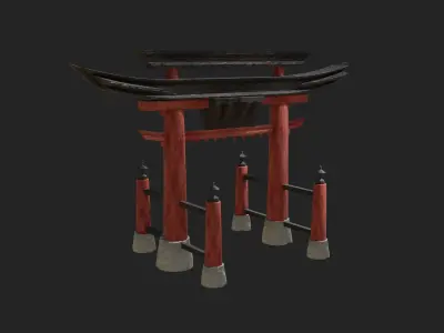 JAPANESE ASIAN FEUDAL ZEN TEMPLE SHRINE STRUCTURES COLLECTION Low-poly 3D model