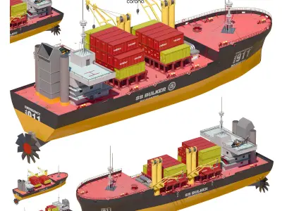 merchant ship Low-poly 3D model