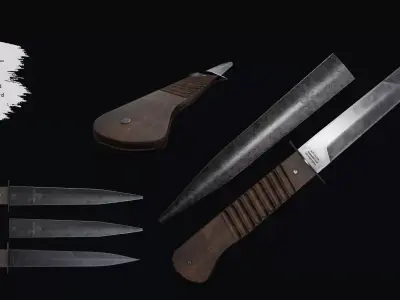 German Trench Knife Low-poly 3D model